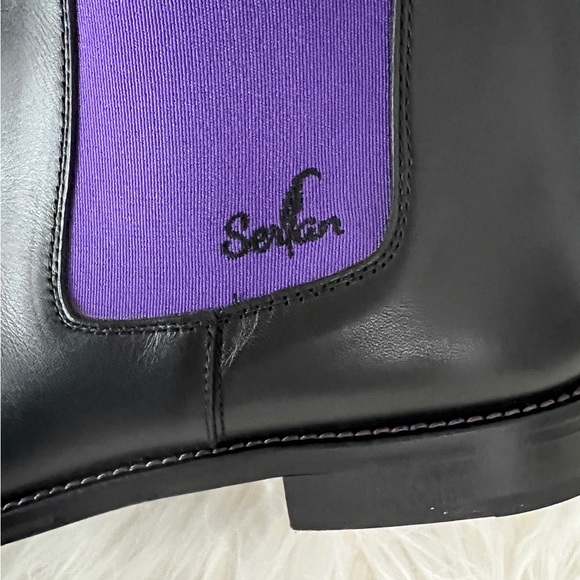 SERFAN CHELSEA Italian 43 Mens BOOT CALF LEATHER BLACK PURPLE US 10.5 in Box EUC - Picture 12 of 17